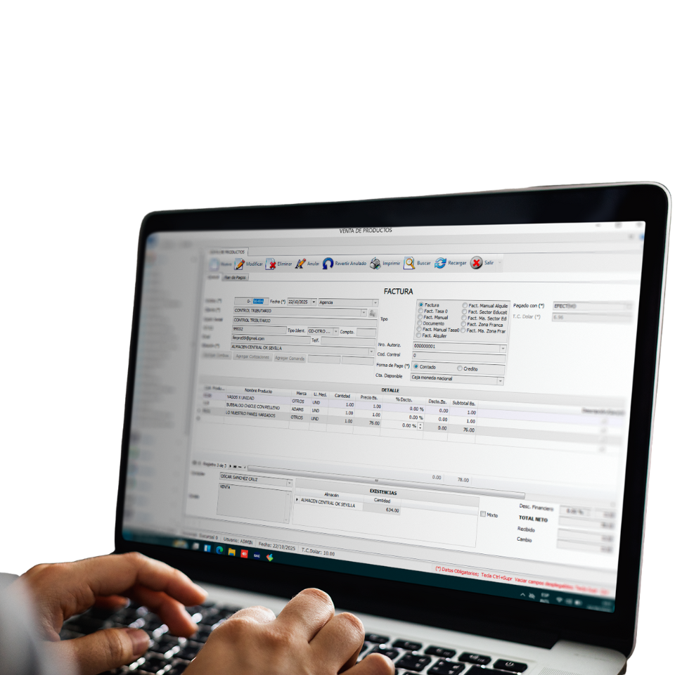 SAC Comercial módulo de ventas compras e inventarios para empresas en Bolivia